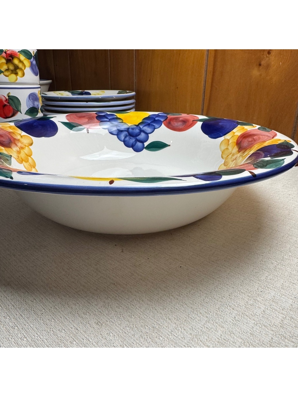 Dansk Fruit Serving Bowl 14 Inch Large Vintage Hand Painted Centerpiece Bowl